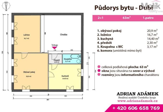 Prodej bytu 2+1, Dubí - Bystřice, Tovární, 58 m2