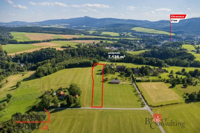 Prodej louky, Chrastava - Horní Chrastava, Frýdlantská, 7126 m2
