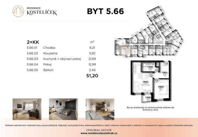 Prodej bytu 2+kk, Pardubice, Štrossova, 51 m2