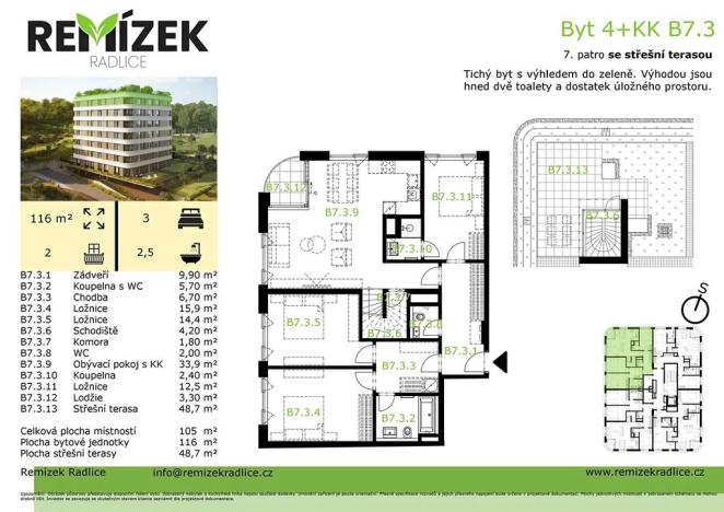 Prodej bytu 4+kk, Praha - Radlice, U Komína, 116 m2