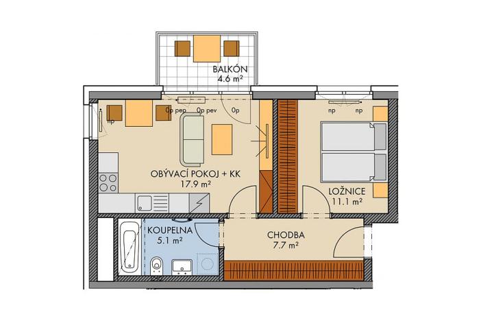 Prodej bytu 2+kk, Praha, Kabešova, 43 m2