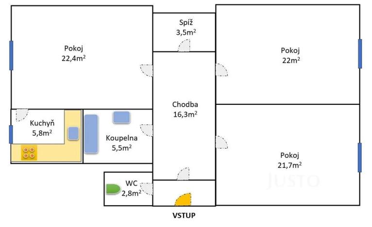 Prodej bytu 3+1, Praha - Holešovice, Janovského, 100 m2