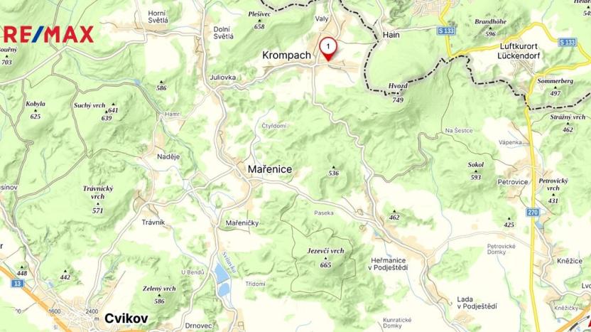 Prodej zahrady, Krompach, 1001 m2