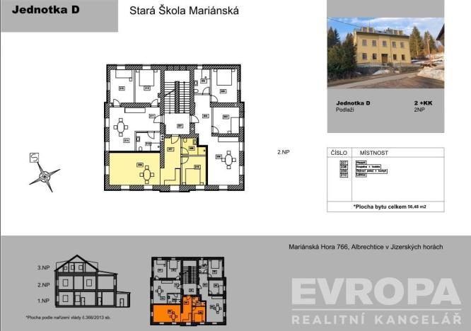 Prodej bytu 2+kk, Albrechtice v Jizerských horách - Mariánská Hora, Mariánská Hora č.ev., 57 m2