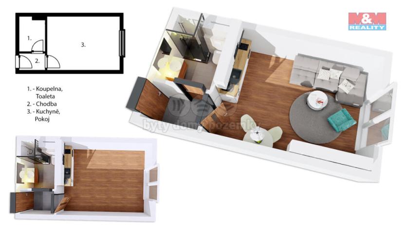 Prodej bytu 1+kk, Praha - Třebonice, U Zličína, 23 m2