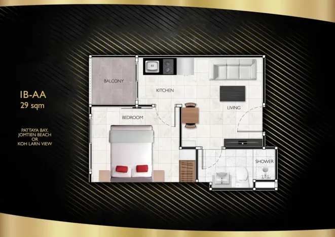 Prodej apartmánu, Pattaya, 29 m2