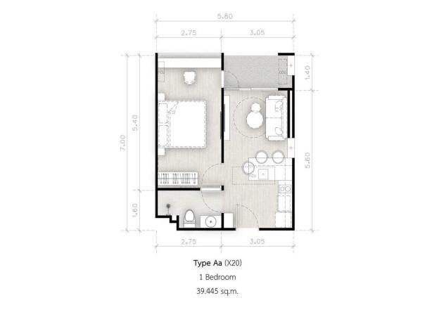 Prodej apartmánu, Pattaya, 45 m2