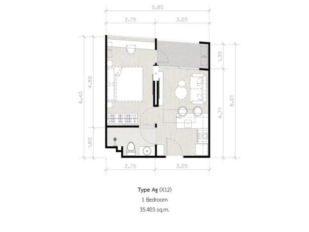 Prodej apartmánu, Pattaya, 45 m2