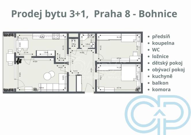 Prodej bytu 3+1, Praha - Bohnice, Ratibořská, 75 m2