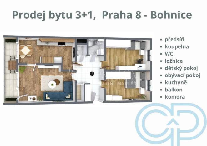 Prodej bytu 3+1, Praha - Bohnice, Ratibořská, 75 m2