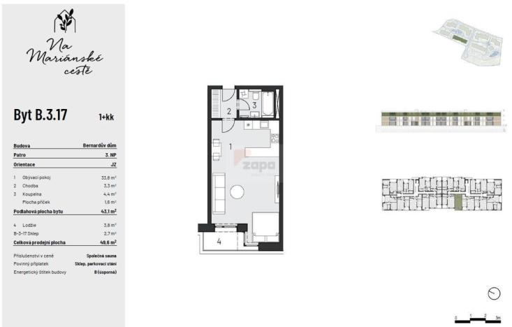 Pronájem bytu 1+kk, Brandýs nad Labem-Stará Boleslav - Brandýs nad Labem, Dřevčická, 42 m2