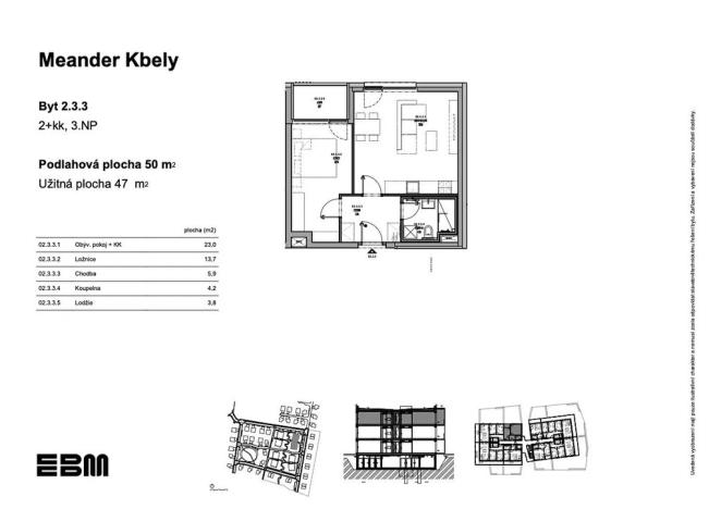Prodej bytu 2+kk, Praha - Kbely, K Vinoři, 47 m2