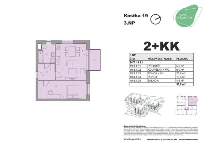 Prodej bytu 2+kk, Oslavany, Letkovská, 52 m2