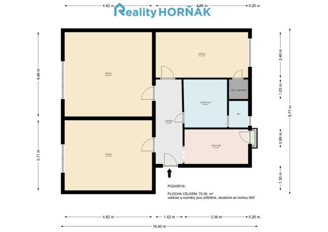 Prodej bytu 3+1, Bechyně, Na Libuši, 55 m2
