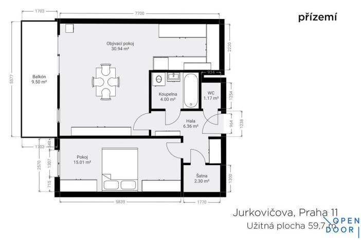 Prodej bytu 2+kk, Praha - Háje, Jurkovičova, 60 m2