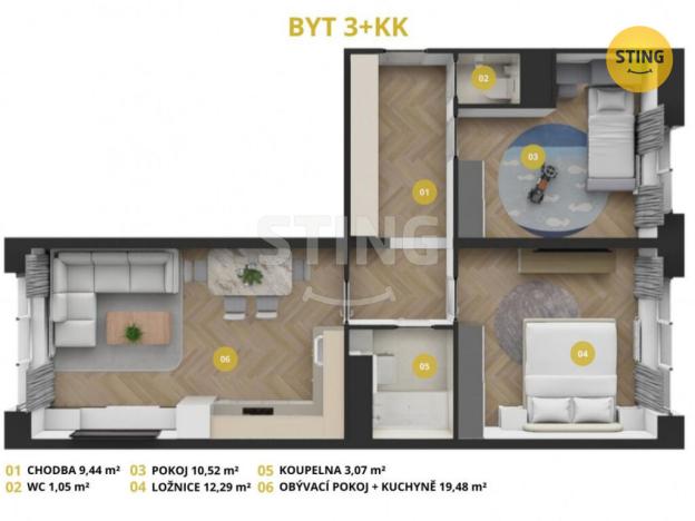 Prodej bytu 2+1, Ostrava, 57 m2