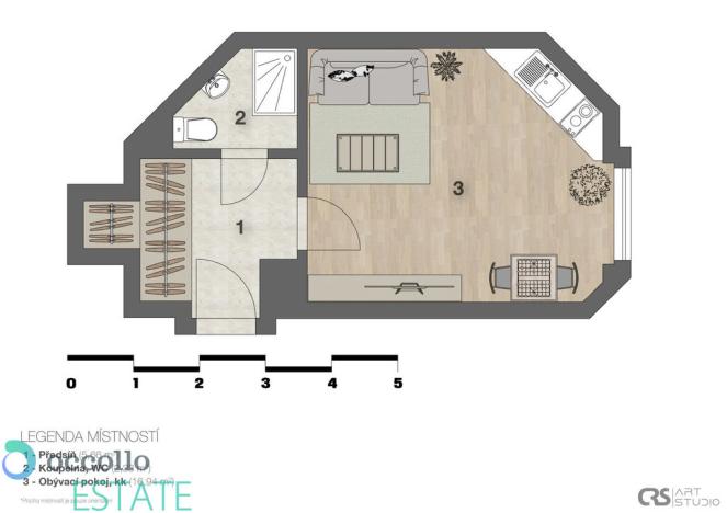 Pronájem bytu 1+kk, Praha, Zelenky-Hajského, 24 m2