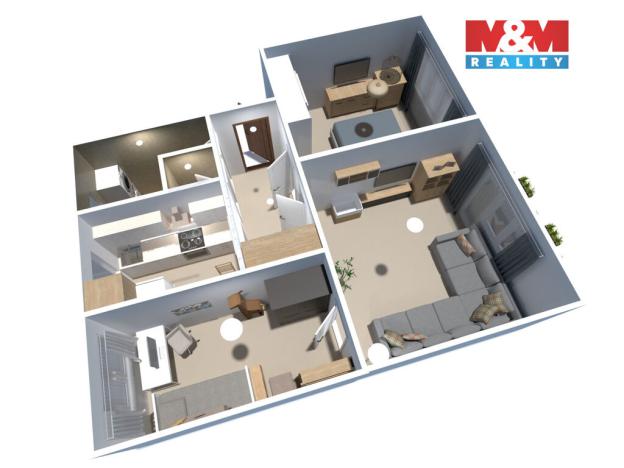 Prodej bytu 3+1, Kryry, Hlavní, 63 m2