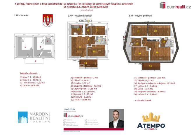 Prodej atypického bytu, České Budějovice - České Budějovice 5, Kosmova, 179 m2