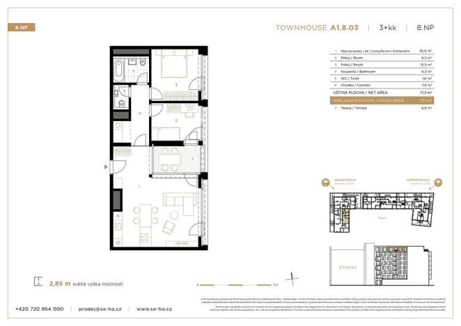 Prodej bytu 3+kk, Praha - Holešovice, V háji, 74 m2