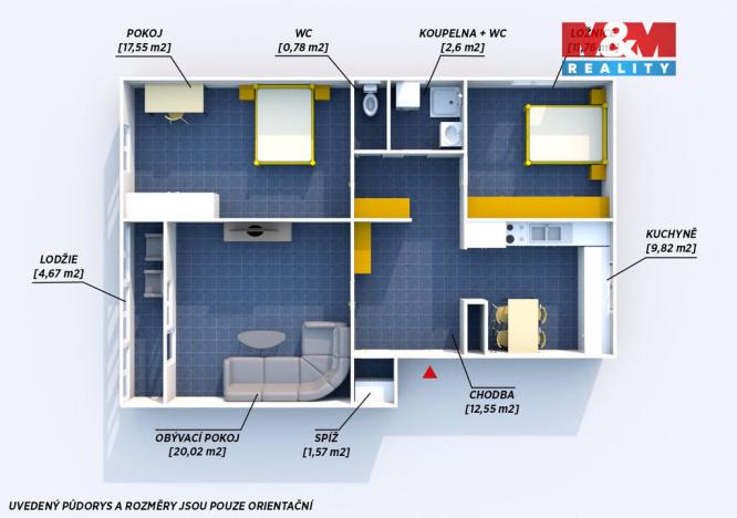 Prodej bytu 3+1, Slabce, 76 m2