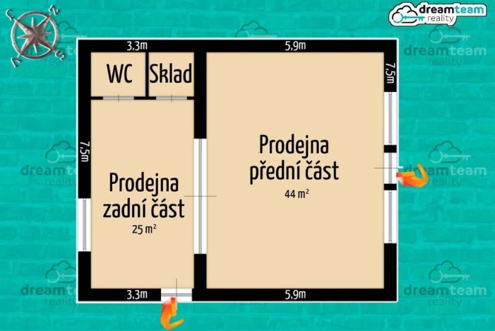 Pronájem obchodního prostoru, Rožnov pod Radhoštěm, Pionýrská, 69 m2