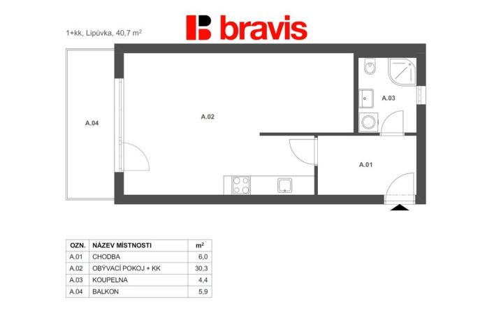 Prodej bytu 1+kk, Lipůvka, 40 m2