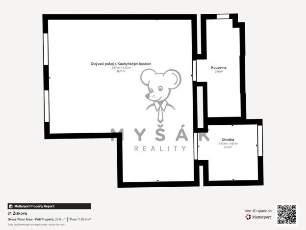 Prodej bytu 1+kk, Lišov, Žižkova, 26 m2