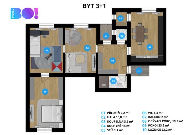 Prodej bytu 3+1, Šumperk, Čsl. armády, 103 m2