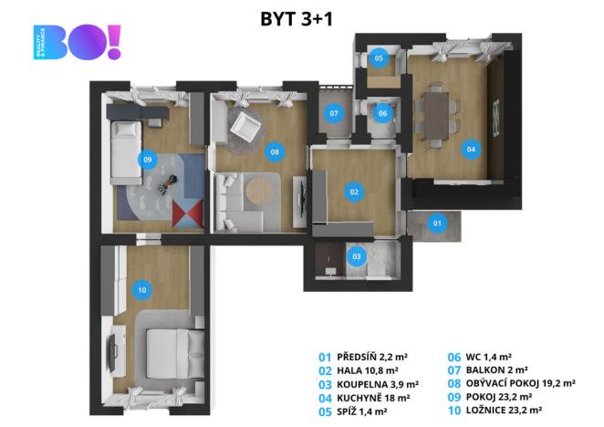 Prodej bytu 3+1, Šumperk, Čsl. armády, 103 m2