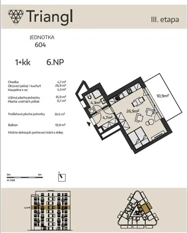 Prodej bytu 1+kk, Brno, Podveská, 35 m2