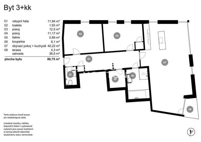 Prodej bytu 3+kk, Praha - Hlubočepy, Pod Ateliéry, 87 m2