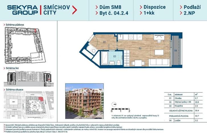 Prodej bytu 1+kk, Praha, Šiklové, 30 m2