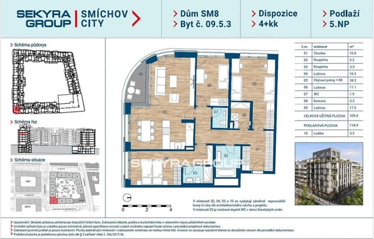 Prodej bytu 4+kk, Praha, Šiklové, 109 m2