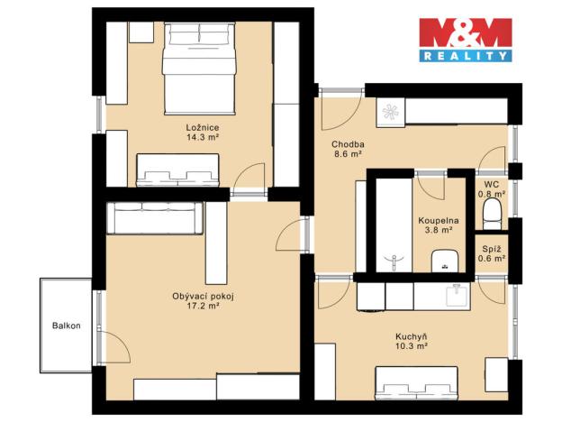 Prodej bytu 2+1, Tachov, Fügnerova, 57 m2