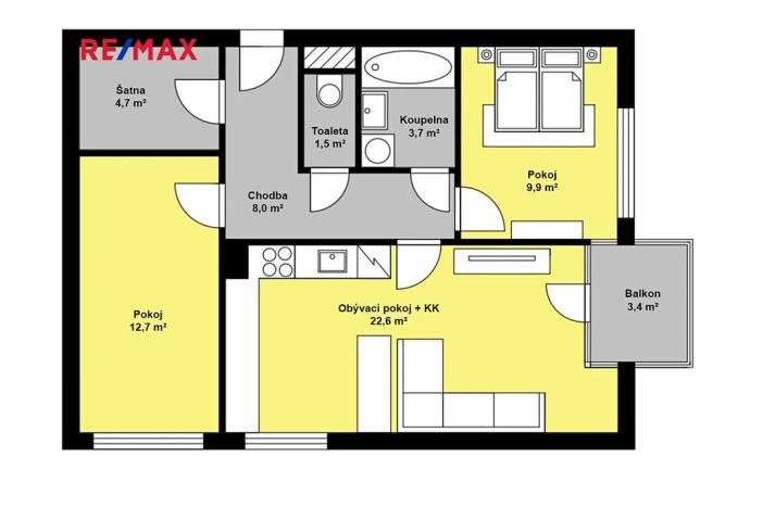 Prodej bytu 3+kk, Kladno, Generála Selnera, 65 m2