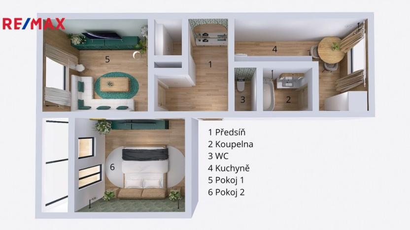 Pronájem bytu 2+1, Šumperk, Čajkovského, 55 m2