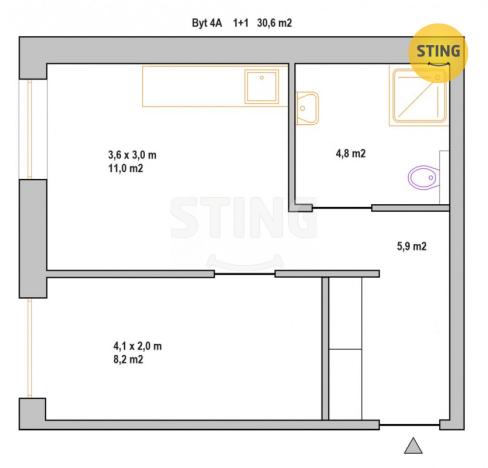 Pronájem bytu 1+1, Ostrava, Starobělská, 31 m2