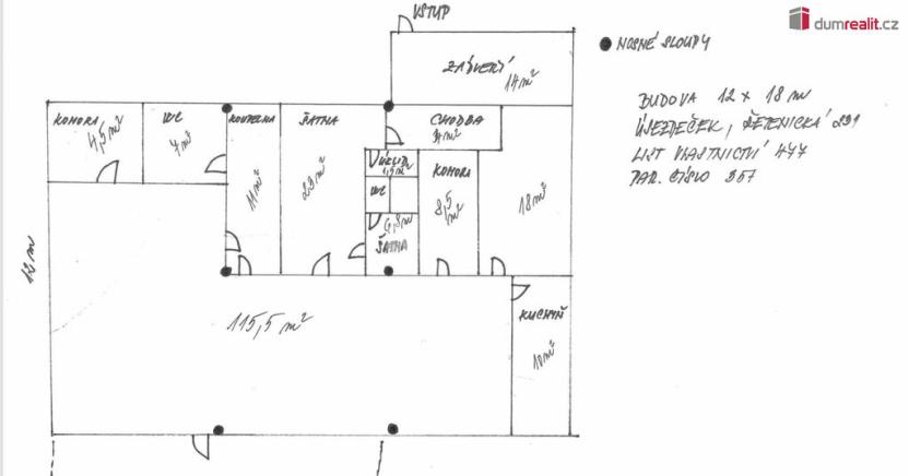 Pronájem ubytování, Újezdeček, Řetenická, 223 m2