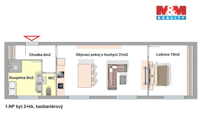Prodej bytu 2+kk, Praha - Holyně, náměstí Pod lípou, 61 m2