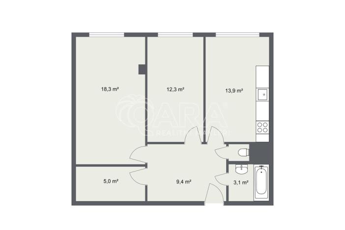 Pronájem bytu 2+1, Praha - Strašnice, V olšinách, 62 m2
