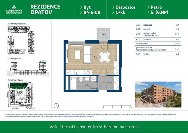 Pronájem bytu 1+kk, Praha - Chodov, Líbalova, 32 m2