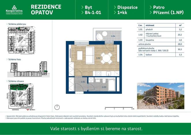 Pronájem bytu 1+kk, Praha - Chodov, Líbalova, 30 m2