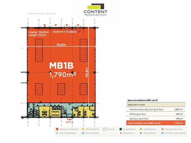 Pronájem skladu, Mladá Boleslav - Bezděčín, 1790 m2