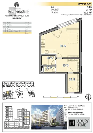 Prodej bytu 1+kk, Liberec, 42 m2
