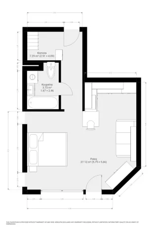 Pronájem bytu 1+kk, Brno - Židenice, Bělohorská, 38 m2