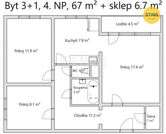 Prodej bytu 3+1, Ždánice, Kostelní, 65 m2