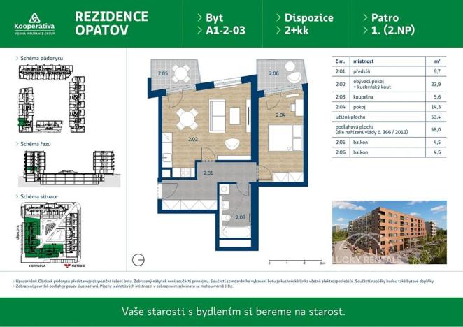 Pronájem bytu 2+kk, Praha - Chodov, Líbalova, 58 m2