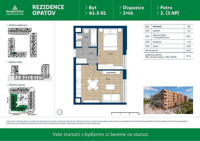 Pronájem bytu 2+kk, Praha - Chodov, Líbalova, 44 m2
