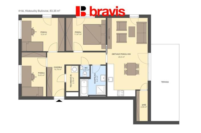 Prodej bytu 4+kk, Bučovice, Jabloňová, 80 m2